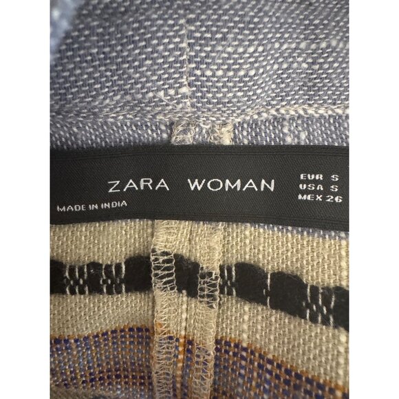 2/$30 ZARA Small Woven BOHO Open-Front Jacket Cardigan Fringe Pom Tassel Trim - Picture 3 of 15